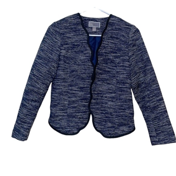 CHELSEA 28 Navy Blue Tweed Heathered Blazer Cardigan NWT - Picture 2 of 9